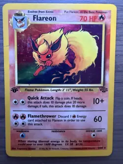 Pokemon Flareon 1st Edition Jungle Holo Rare 3/64 TCG Card 1999 English - Image 2