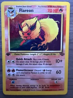Pokemon Flareon 1st Edition Jungle Holo Rare 3/64 TCG Card 1999 English - Image 3