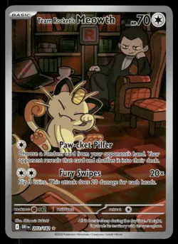 Pokemon Cards Team Rocket's Meowth 203/182 Destined Rivals Illustration Rare NM - Image 1