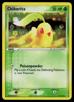 Pokemon Card - Chikorita Hidden Legends 55/101 Common Reverse Holo - Image 1