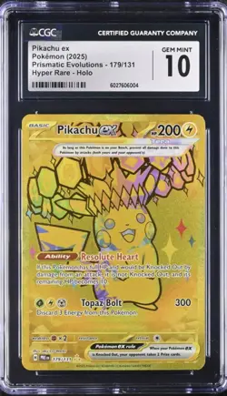 Pikachu ex 179/131 Hyper Rare Holo Sv: Prismatic Evolutions CGC 10 Pokemon TCG - Image 1