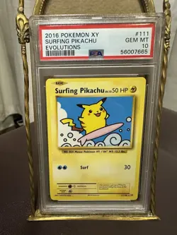 Pokemon TCG Surfing Pikachu Evolutions Secret Rare 111/108 PSA 10 2016 - Image 1