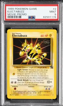 1999 POKEMON GAME MOVIE PROMO #2 ELECTABUZZ PSA 9 - Image 1