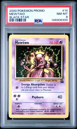 2000 POKEMON PROMO BLACK STAR #14 MEWTWO PSA 8 - Image 1