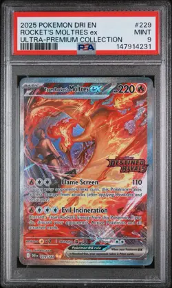 Pokemon Team Rocket's Moltres EX 229 Destined Rivals Holo Double Rare PSA 9 - Image 1