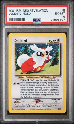 POKEMON 2001 NEO REVELATION DELIBIRD HOLO 5/64 PSA 6 EXCELLENT/MT VINTAGE - Image 1