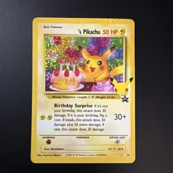 Pokemon Pikachu TCG Celebrations Birthday Promo Holo Card #24 *Damaged - Image 1