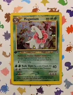 Pokemon TCG Meganium 10/111 Neo Genesis *1st Edition* Holo Rare 2000 Damaged - Image 1