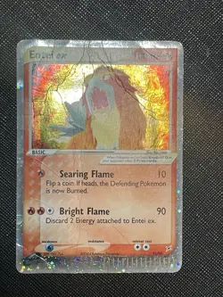 Pokemon TCG Entei EX Holofoil Card Team Magma vs Team Aqua (91/95) DMG - Image 1
