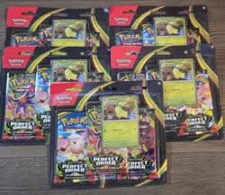POKEMON TCG (LOT OF 5) ME03 Perfect Order 3 Pack Blister Chikorita Sealed New - Image 1