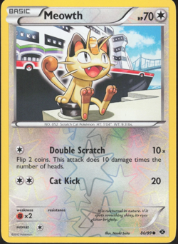 Meowth 80/99 B&W Next Destinies REVERSE HOLO PERFECT MINT! Pokemon - Image 1