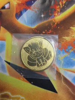 Pokemon Vulpix / Alolan Gold Metal Coin Rokon's Crystal Season Box Japanese - Image 5