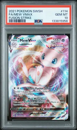 Pokemon Mew VMAX Ultra Rare Full Art Holo Fusion Strike 114/264 PSA 10 - Image 1