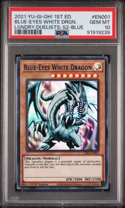 2021 YU-GI-OH! LEGEND DUELISTS: SEASON 2 #EN001 BLUE-EYES WHITE DRAGON PSA 10 - Image 1