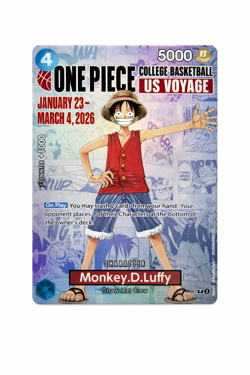 One Piece Monkey.D.Luffy US College Basketball Promo Card NEW / SEALED - Image 1