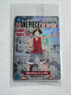 One Piece Monkey.D.Luffy US College Basketball Promo Card NEW / SEALED - Image 2