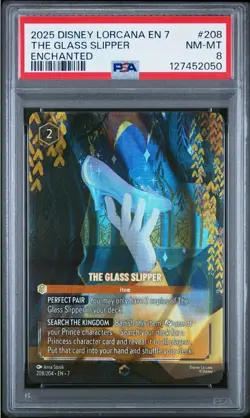 2025 DISNEY LORCANA EN 7-ARCHAZIA'S ISLAND ENCHANTED THE GLASS SLIPPER PSA 8 - Image 1