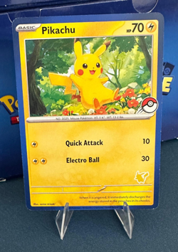 Pikachu Blue Border My First Battle EXCLUSIVE Stamp Pokemon Card 2023 - Image 1