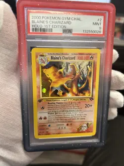 Pokemon-Blaine's CharizardGym Challenge#2 *FULL MOON*Holo ULTRA SUPER RARE-PSA 9 - Image 1