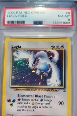 SWIRL Lugia Holo Neo Genesis 2000 9/111 Pokemon PSA 8 128951003 - Image 4