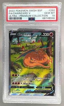2022 Pokemon Sword & Shield Ultra Premium Promo SWSH260 Charizard V PSA 10 8946 - Image 1