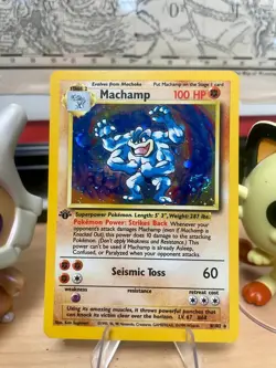 Pokemon Machamp 1st Edition Holo NM 🌀 SWIRL 🌀 008/102 Deck Exclusives Base Set - Image 1