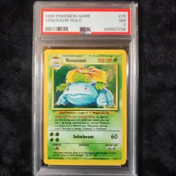 1999 Venusaur Base Set Rare Holo Pokemon #15 PSA 7 NM 15/102 - Image 1