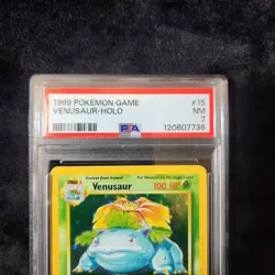 1999 Venusaur Base Set Rare Holo Pokemon #15 PSA 7 NM 15/102 - Image 2