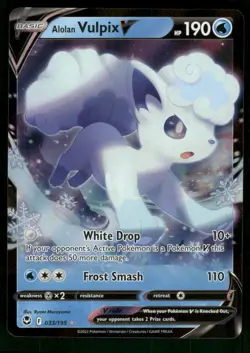 Alolan Vulpix V 033/195 Ultra Rare Holo NM Pokemon SWSH12: Silver Tempest - Image 1