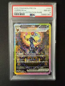 2025 POKEMON PRE EN-PRISMATIC EVOLUTIONS #161 UMBREON EX PSA 8 - Image 1