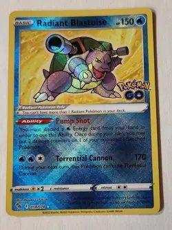 Pokemon TCG Pokemon Go Radiant Blastoise 018/078 Rare Holo - Image 1