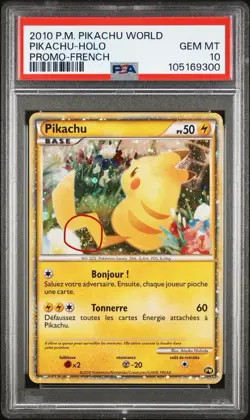 2010 POKEMON WORLD PW PROMO FRENCH PIKACHU HOLO 🌀 FART SWIRL 🌀 PSA 10 - Image 2