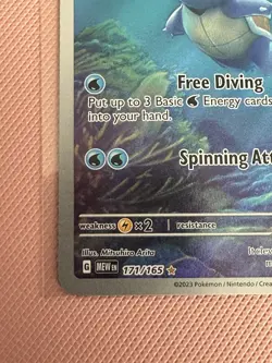 Pokemon TCG Wartortle 171/165 Scarlet & Violet 151 Illustration Rare Card - Image 5