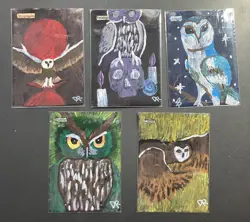 MTG altered art hand painted Land Owl Set - Image 1