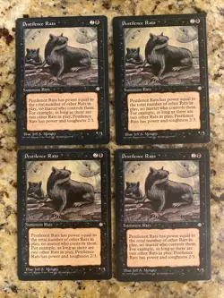 MAGIC THE GATHERING: PESTILENCE RATS x4 / NEAR MINT / ICE AGE / FREE SHIPPING! - Image 1