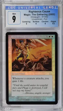 RIGHTEOUS CAUSE Onslaught Foil U CGC 9 Q+ MTG [Nostalgium] - Image 1