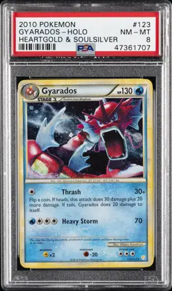 2010 POKEMON HEARTGOLD & SOULSILVER #123 GYARADOS-HOLO PSA 8 - Image 1