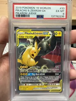 PSA 6 Pikachu Zekrom GX Pokemon 2019 Worlds Pikarom Judge #33-Clean RegradeU - Image 1
