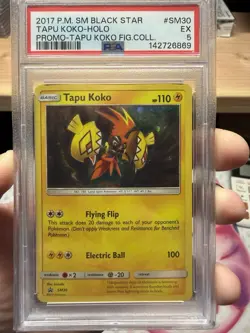 PSA 5 Tapu Koko Cosmos 2017 Pokemon Sun Moon Tapu Koko Fig Coll SM30 HOLO BLEED - Image 1
