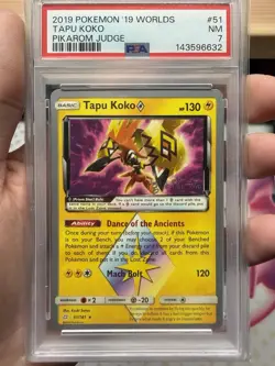PSA 7 Tapu Koko 2019 Pokemon Worlds Pikarom Judge #51 - Image 1