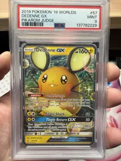PSA 9 Dedenne GX Pokemon 2019 Worlds Pikarom Judge #57 - Image 1