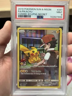 2019 POKEMON PIKACHU SUN & MOON COSMIC ECLIPSE #241 FA SECRET RARE PSA 9 - Image 1