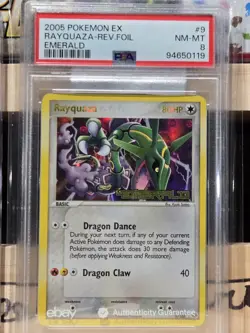 Pokemon Rayquaza 9/106 EX Emerald Reverse Holo PSA 8 2005 Low pop - Image 1