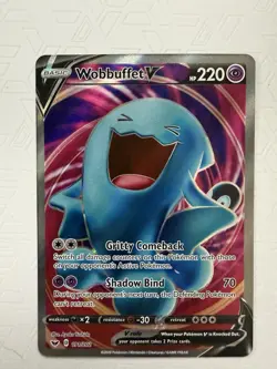 Pokemon Wobbuffet V Sword & Shield Ultra Rare Holo Full Art 220 HP 191/202 Card - Image 1