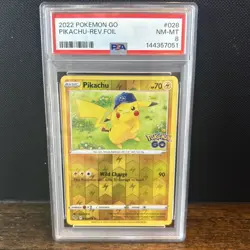 Pokemon Go TCG Reverse Holo Rare Pikachu Card 028/078 PSA 8 - Image 1