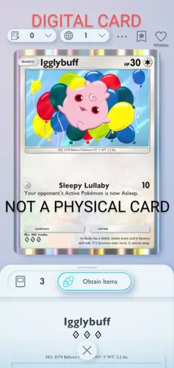 Igglybuff Pokemon Pocket Mobile Game Card Secluded Springs Set ◇◇◇ Rare Trade - Image 1
