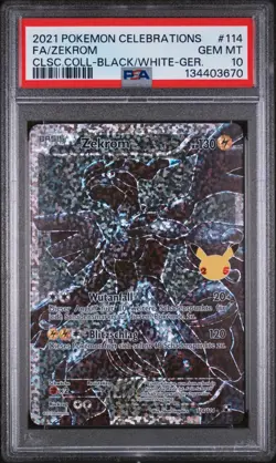 2021 POKEMON #114 ZEKROM CELEBRATIONS PSA 10 Gem Mint 25. Jubilaum - Image 1
