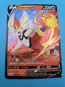 CINDERACE V 043/264 Battle Academy Stamped 60 Ultra Rare Pokemon Card LP - Image 1