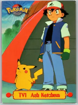 POKEMON TOPPS TRADING CARDS SERIES 1 ASH KETCHUM #77 NM - Image 1