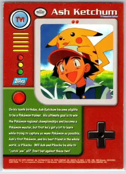 POKEMON TOPPS TRADING CARDS SERIES 1 ASH KETCHUM #77 NM - Image 2